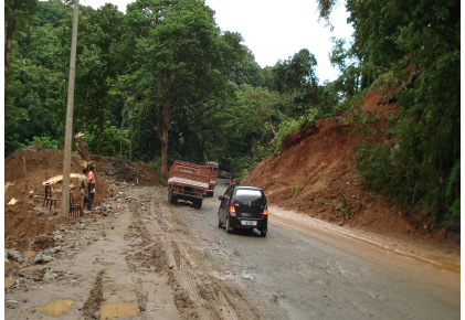 LANDSLIDE PROTECTION WORKS WITH GABION RETAINING WALL AT NH-47