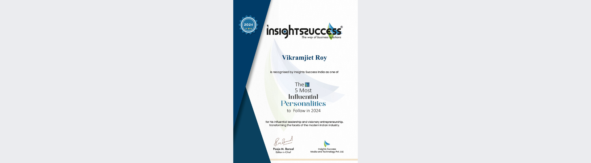 Vikramjiet Roy Recognized as One of The 5 Most Influential Personalities to Follow in 2024