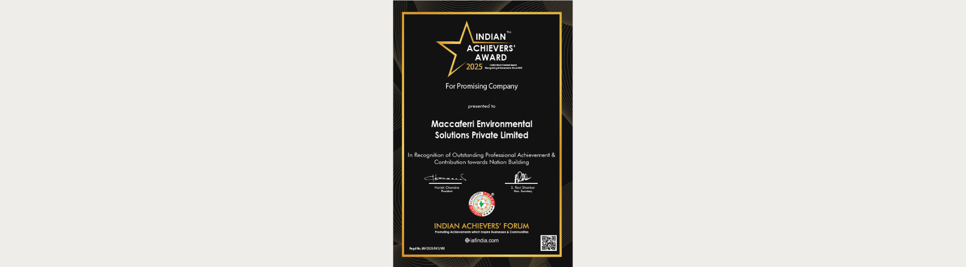 Maccaferri India Recognized as a Promising Company by IAF