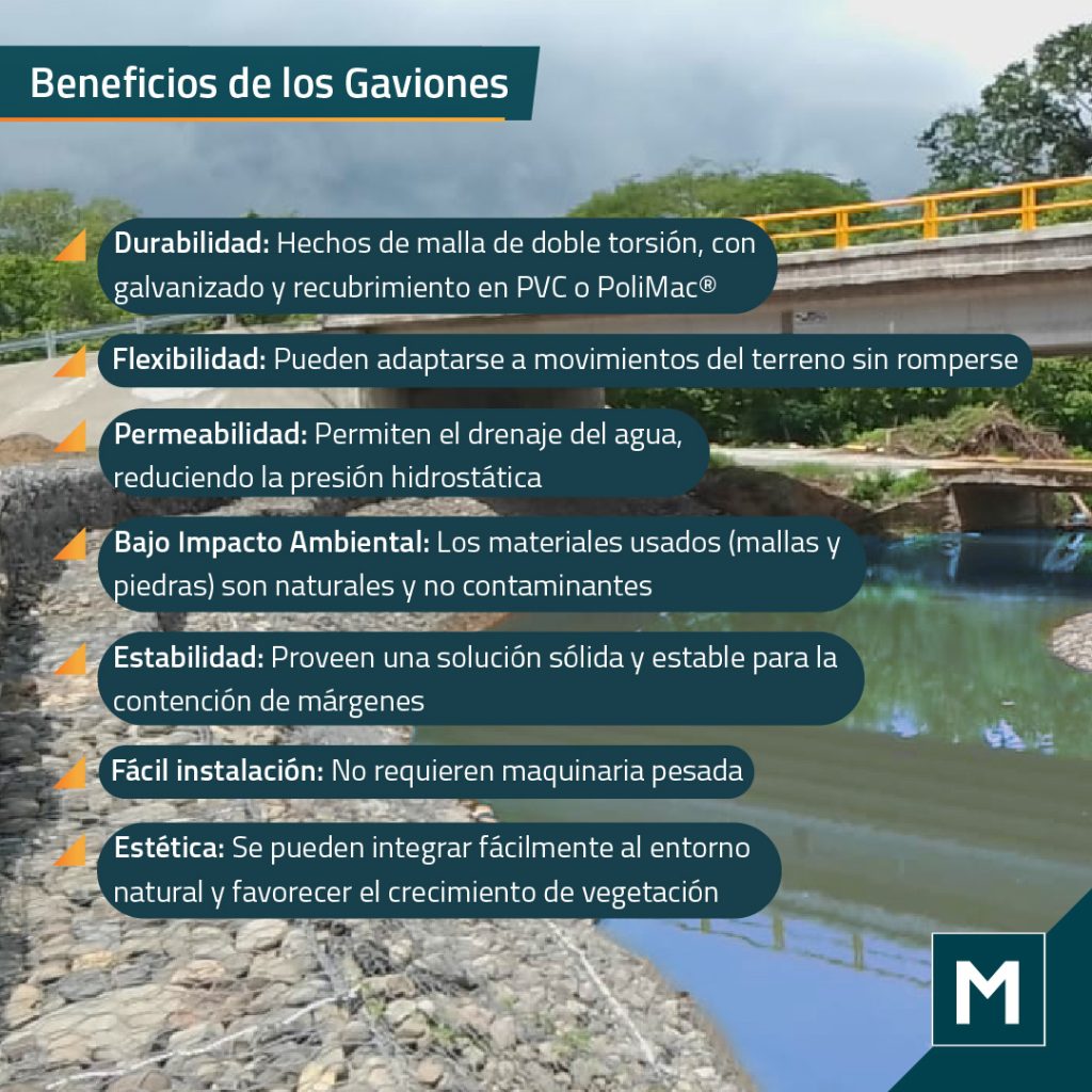 beneficios de los gaviones de piedra con revestimiento para ríos y cuerpos de agua