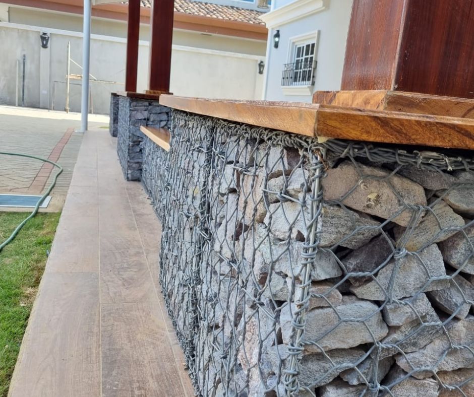 Uso de gaviones para soporte de pilares