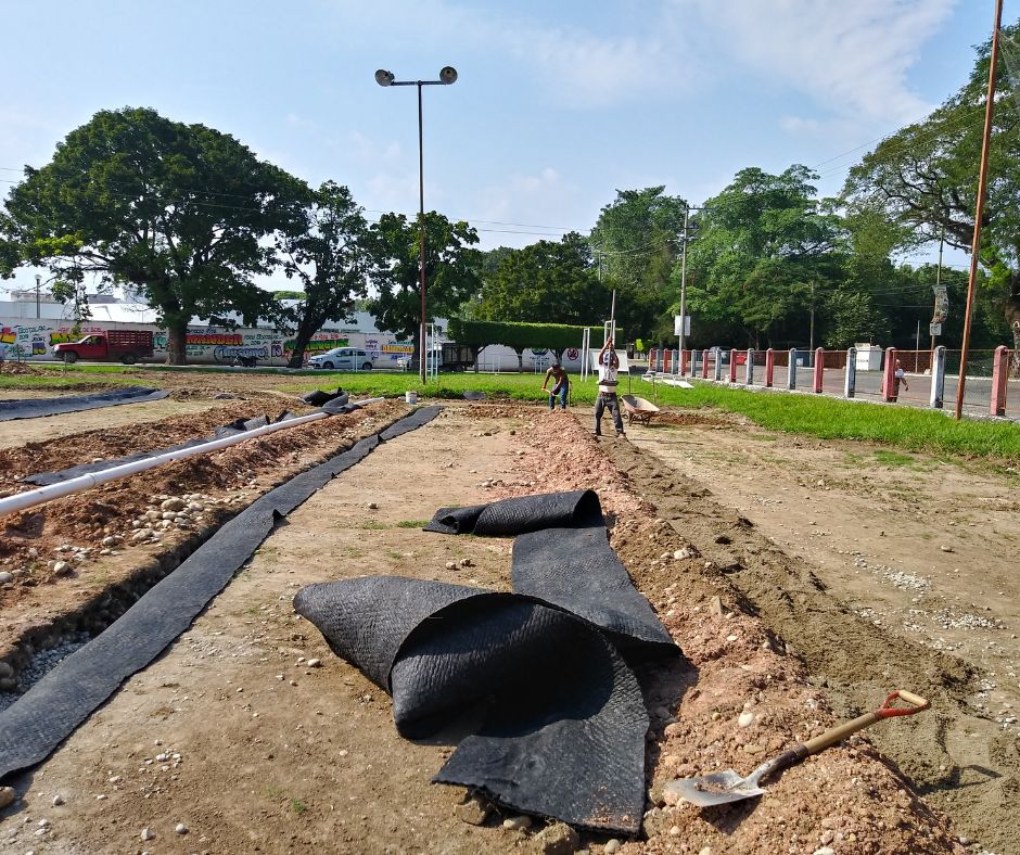 Rehabilitación de cancha de fútbol con geocompuesto drenante
