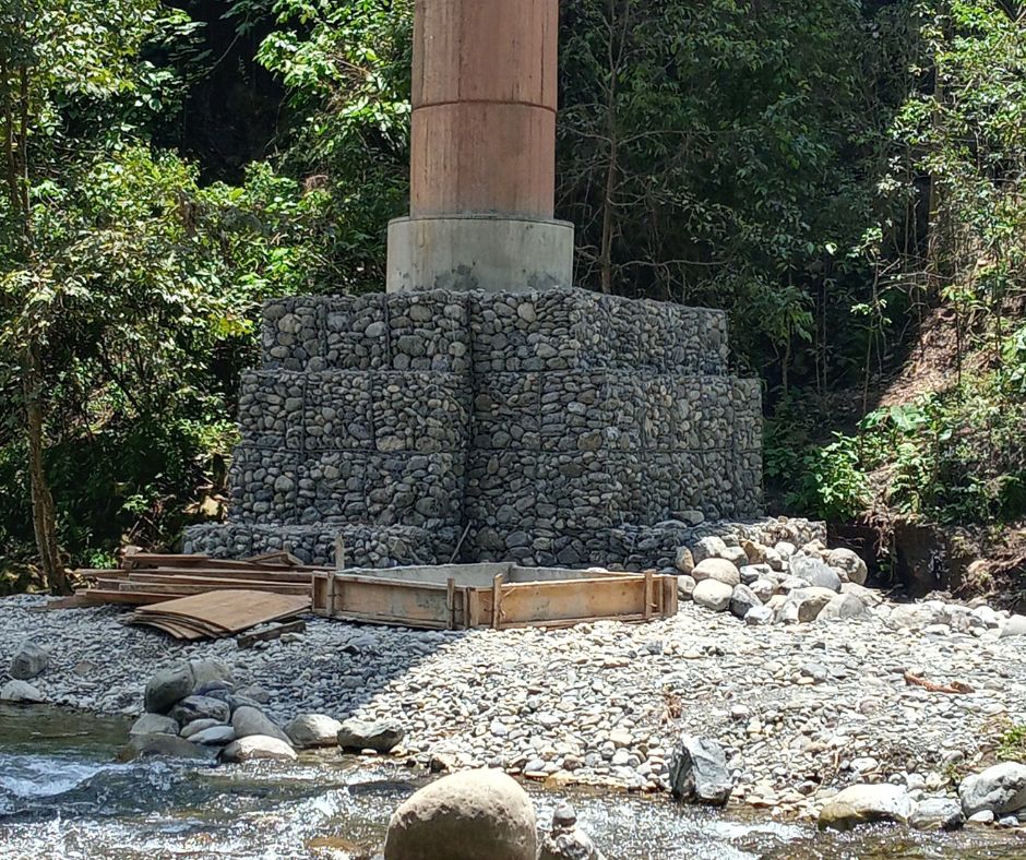 Gaviones para proteger pilares del Puente San Marcos en Puebla