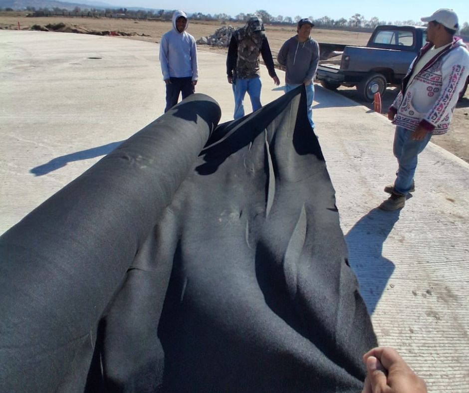 Uso de geotextil en construcción de PODEBI Tlaxcala