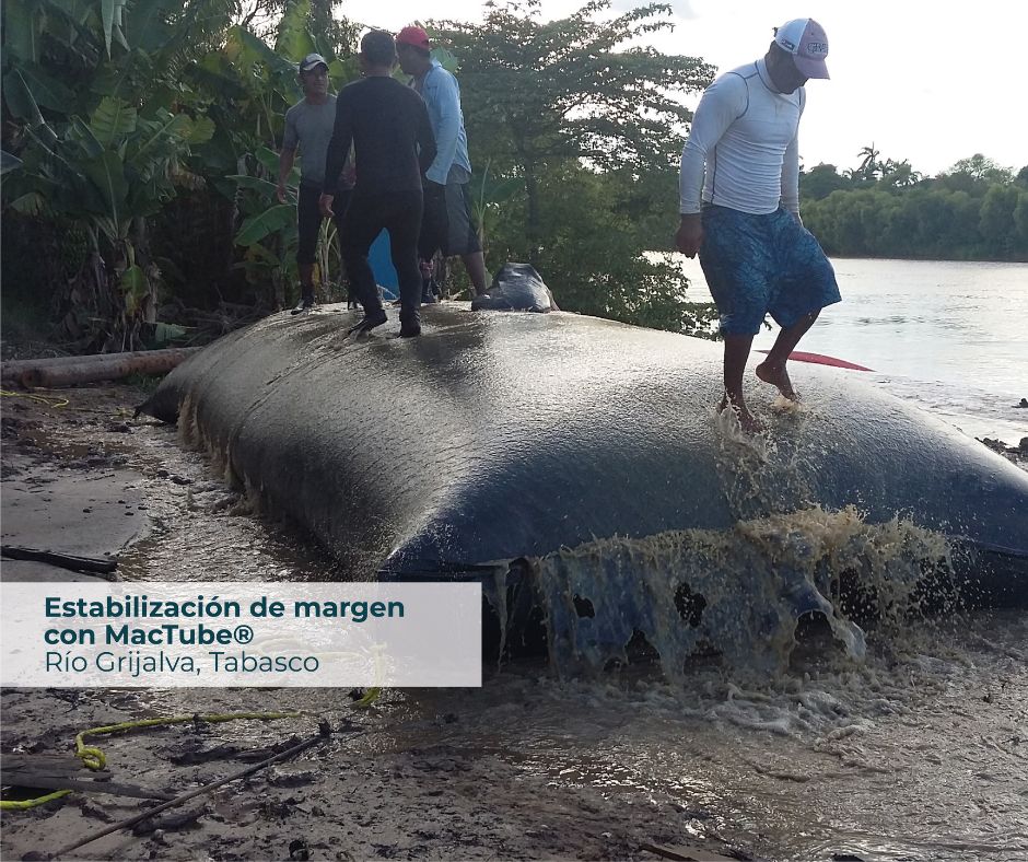 Aplicación exitosa de geotubos en Río Grijalva