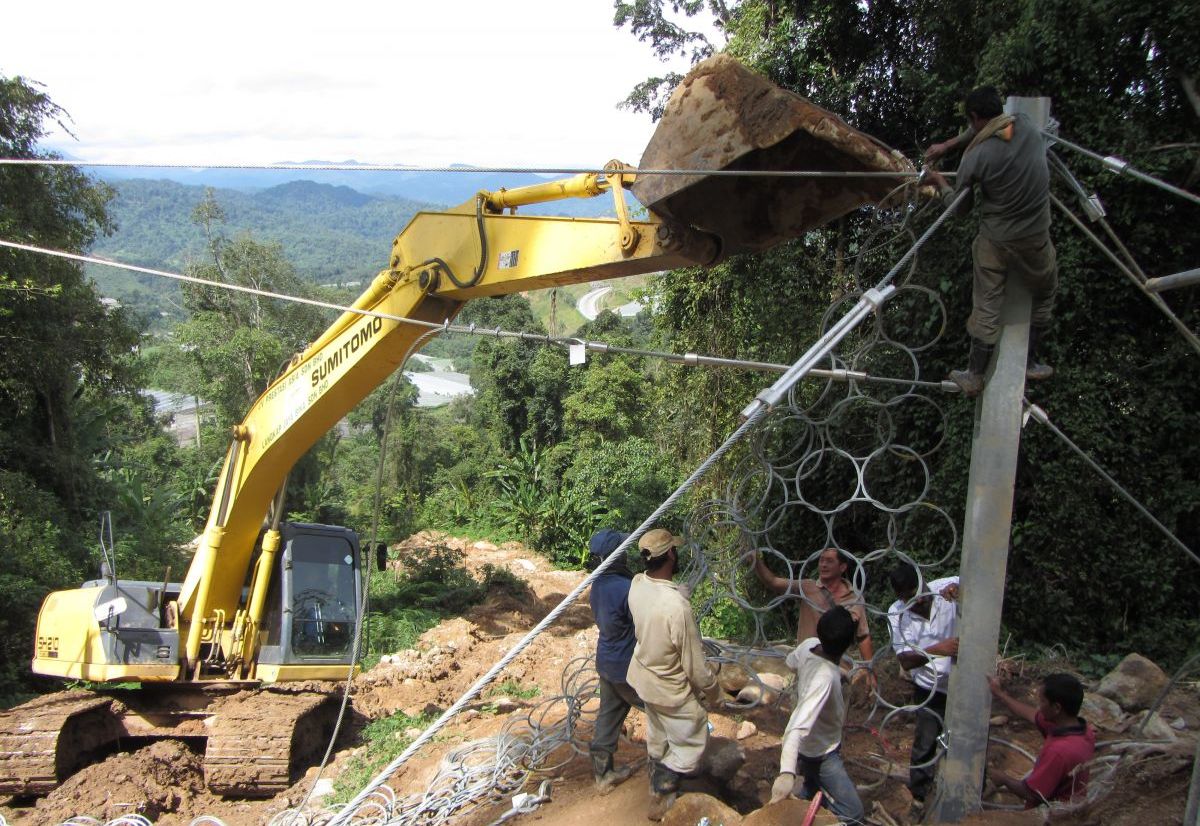 DEBRIS FLOW BARRIER AT GUA MUSANG, KELANTAN. MALAYSIA