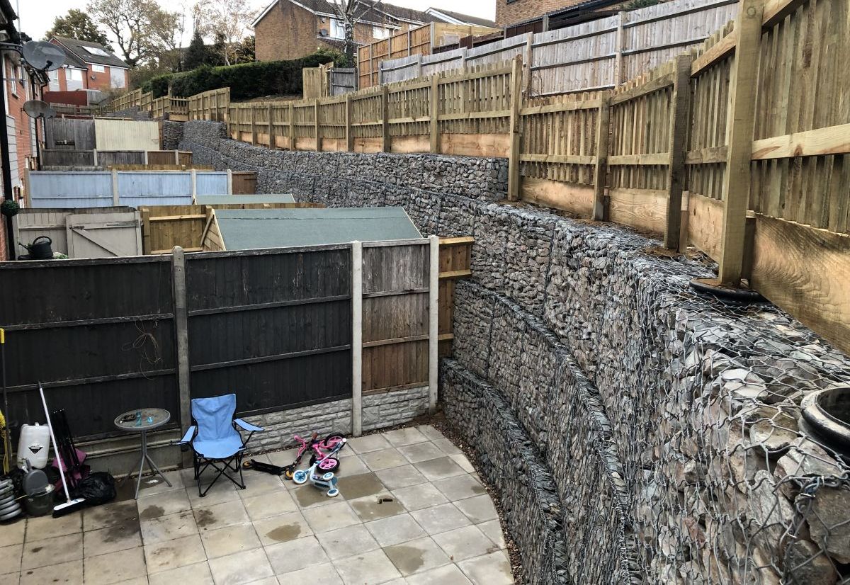 Gabion Retaining Wall Replacement in Constrained Residential Gardens