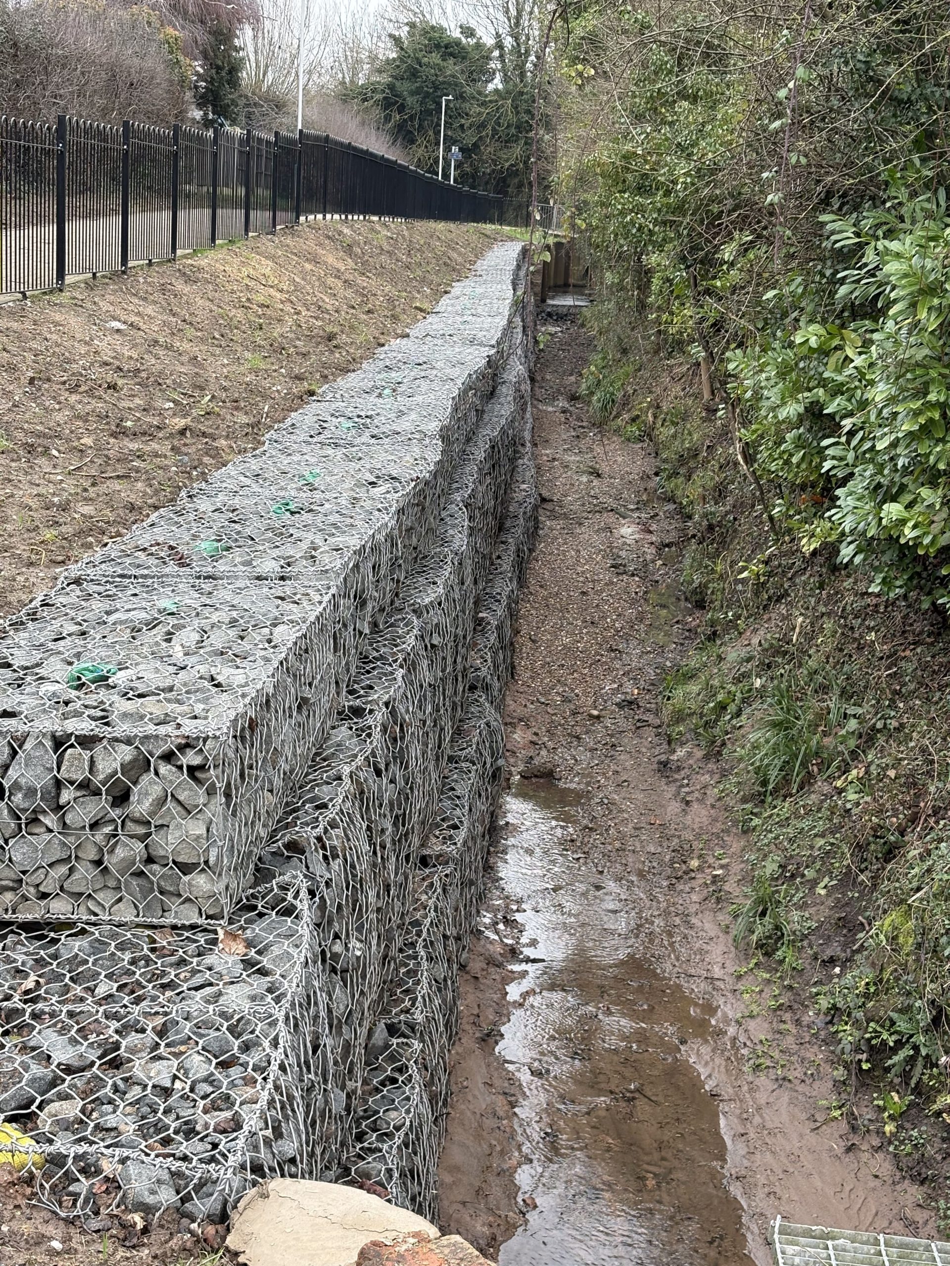 Riverbank Stabilisation Using Pre-Filled Gabion Baskets in Nottinghamshire